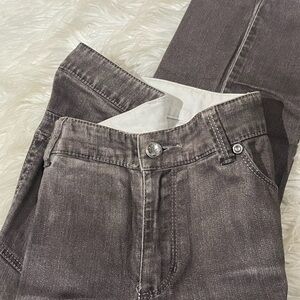 Chico's Platinum Denim Rhinestone Embellished Mid Rise Mom Jeans Ultimate Fit